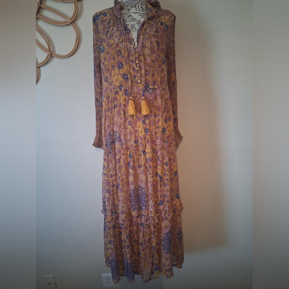 Anthropologie The Marais Printed Chiffon Maxi Dress Size M - Picture 6 of 16